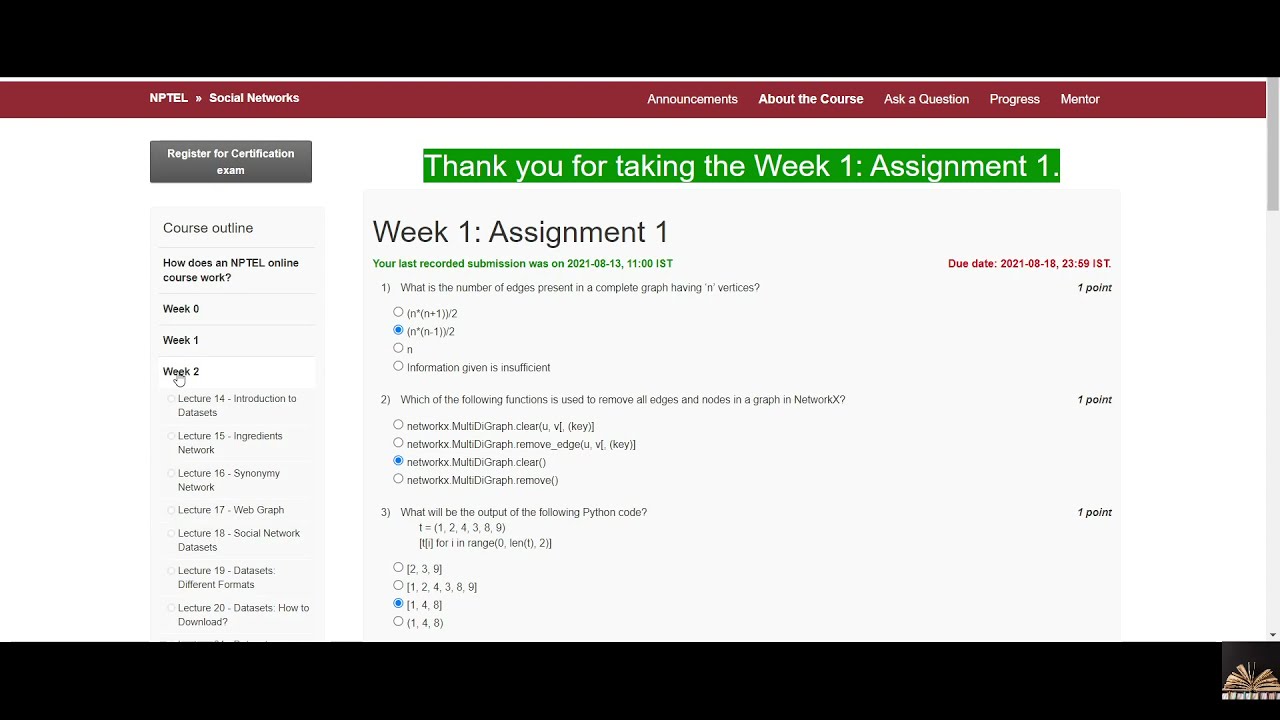 social networks week 8 assignment answers