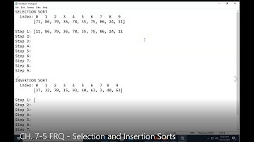 JAVA - Lesson #105 - APCSA - CH. 7-5 Practice Quiz FRQ - Selection and Insertion Sorts