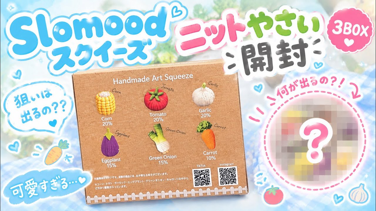 SloMoodスクイーズ ニットやさいが買えたので、開封！ほしいものが出る