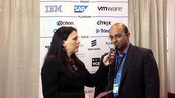 TIEcon 2014 Ganesh Vishwanath of Globvidge Ventures LLC at Media Lounge with Lara Boucher