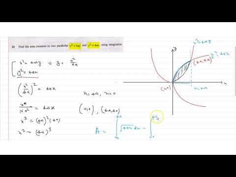 Find The Area Common To Two Parabolas X 2 4ay And Y 2 4ax Using Integration Youtube