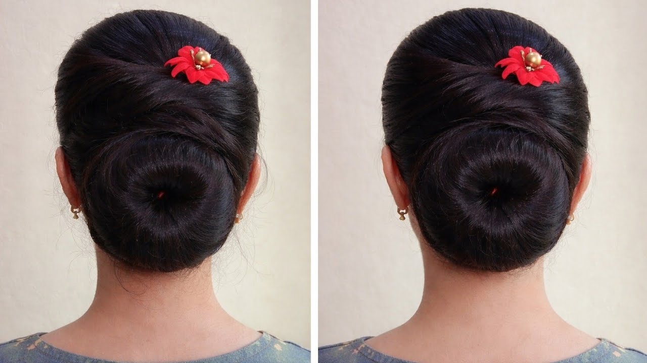  Elegant Roll Twist Bun Hairstyle | Simple Party Bun