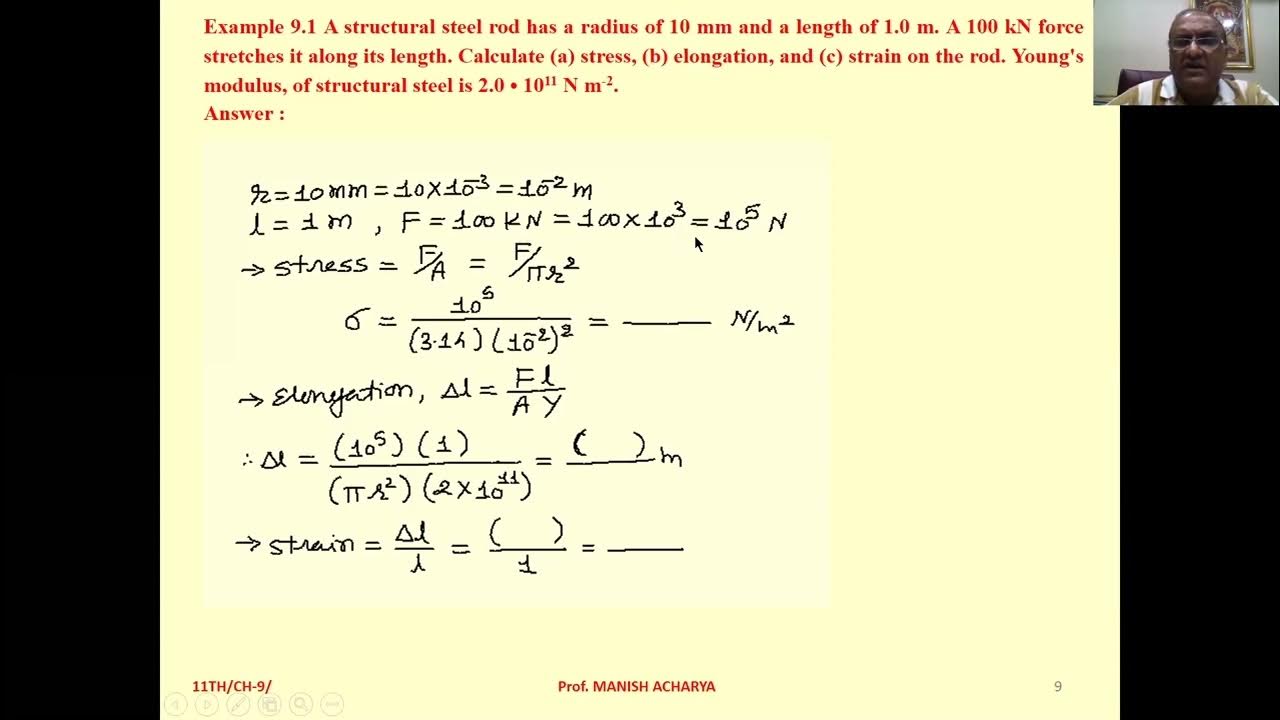 A structural steel rod has a radius of 10 mm and a length of 1.0 m. A