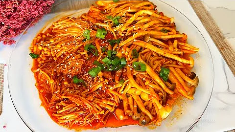Spicy Enoki Mushrooms RECIPE 🔥(Korean dish in MUKBANGS)