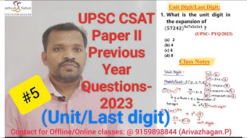 What is the unit digit in the expansion of (57242)^9x7x5x3x1...|Unit Digit| UPSC Prelims 2023| Arivu