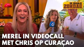 Merel Ek in videocall met Chris Woerts op Curaçao: 'Ik krijg op mijn flikker als ik dit laat zien!'