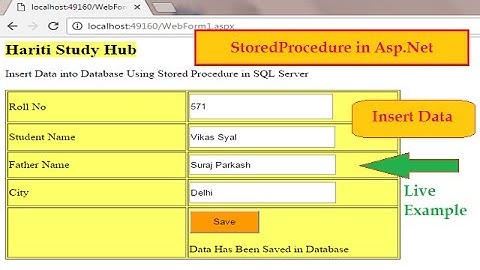Insert Data into Database by Using Stored Procedure in Asp.Net C# | Hindi