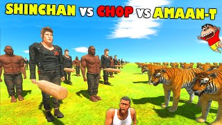 SHINCHAN vs CHOP vs AMAAN-T | ANIMAL REVOLT BATTLE SIMULATOR Dinosaur Game |AMAN-YT