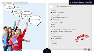 En classe de français - Lesson 1 - French Basic expressions in the classroom