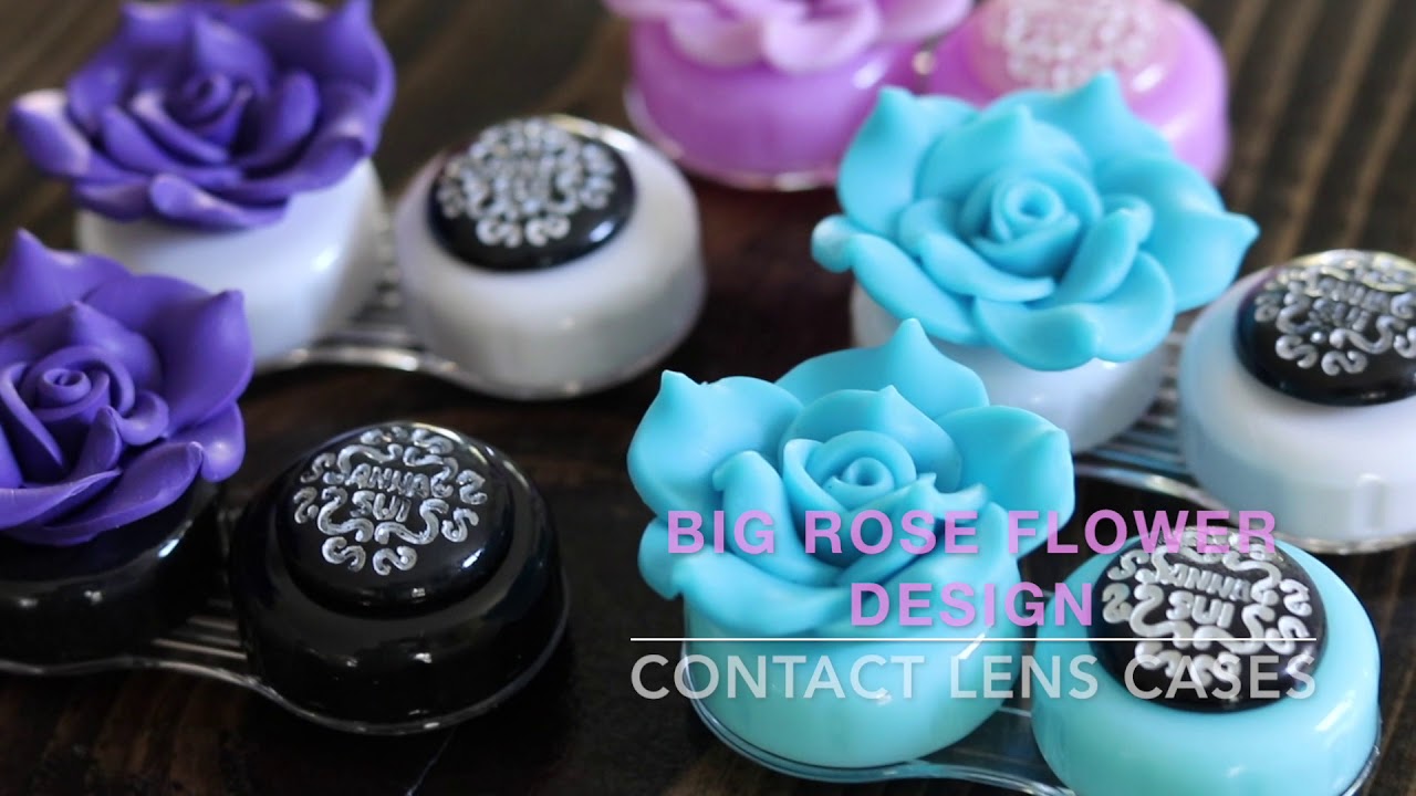 Big Rose Flower Design Contact Lens Cases~ Color Contacts for Sale
