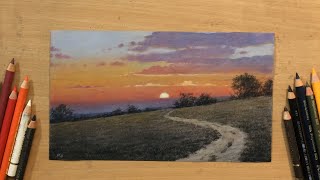 Sunset Drawing in Colored Pencil