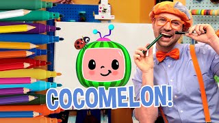 how to draw cocomelon watermelon draw with blippi arts and crafts for toddlers