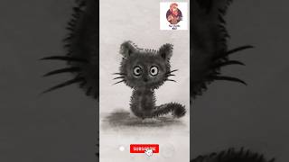 رسم قطة كيوت بطريقة مبتكرة 😻 Cute kitty pencil drawing #رسم_بالرصاص #drawingtutorial #shortsvideo