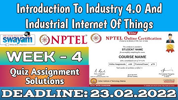 Introduction to Industry 4.0 and Industrial Internet of Things | NPTEL | Week4|Assignment 4 Solution