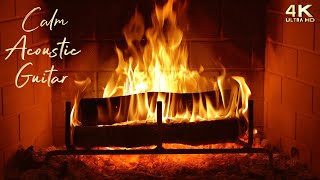 Calm Acoustic Guitar Music With Sleepy Fireplace Ambience