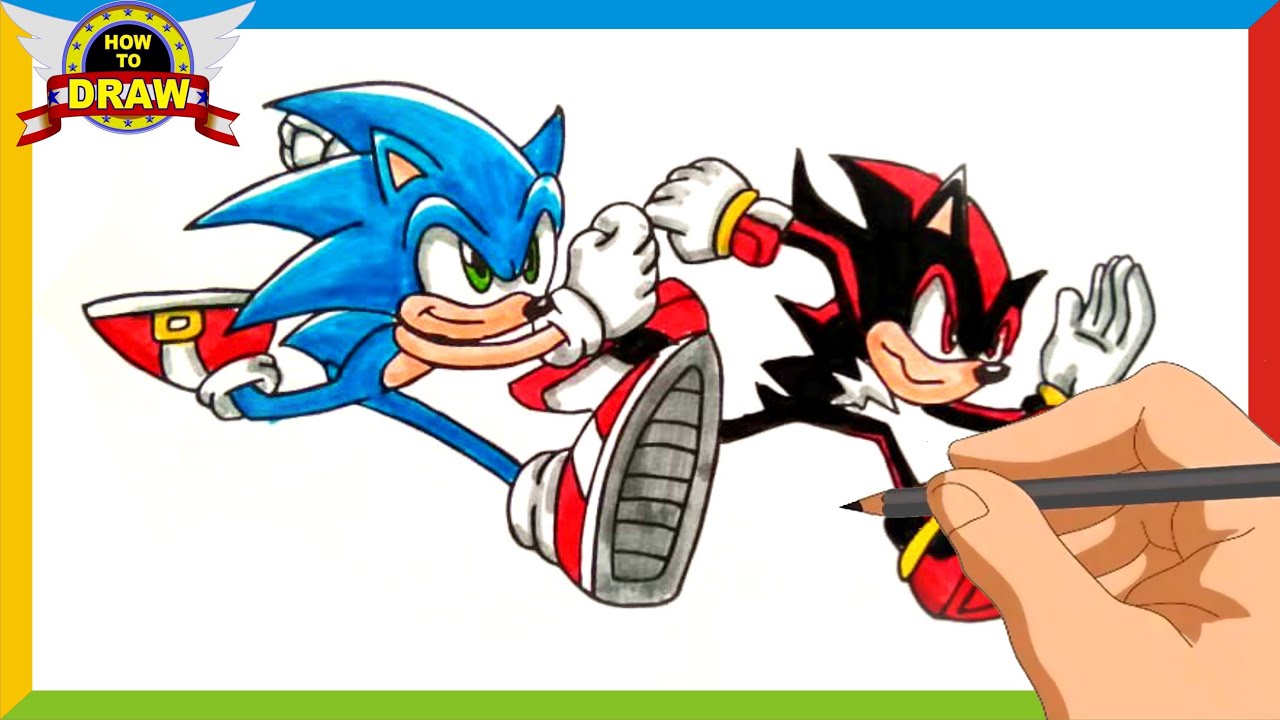 sonic the hedgehog and shadow the hedgehog (sonic) drawn by