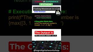 #Py_Shorts003 - Finding the Maximum Value in a List !🐍 | Junior vs. Senior - Python Developer |#list