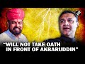 Not in front of akbaruddin  bjps t raja singh refuses to take oath in front of akbaruddin owaisi