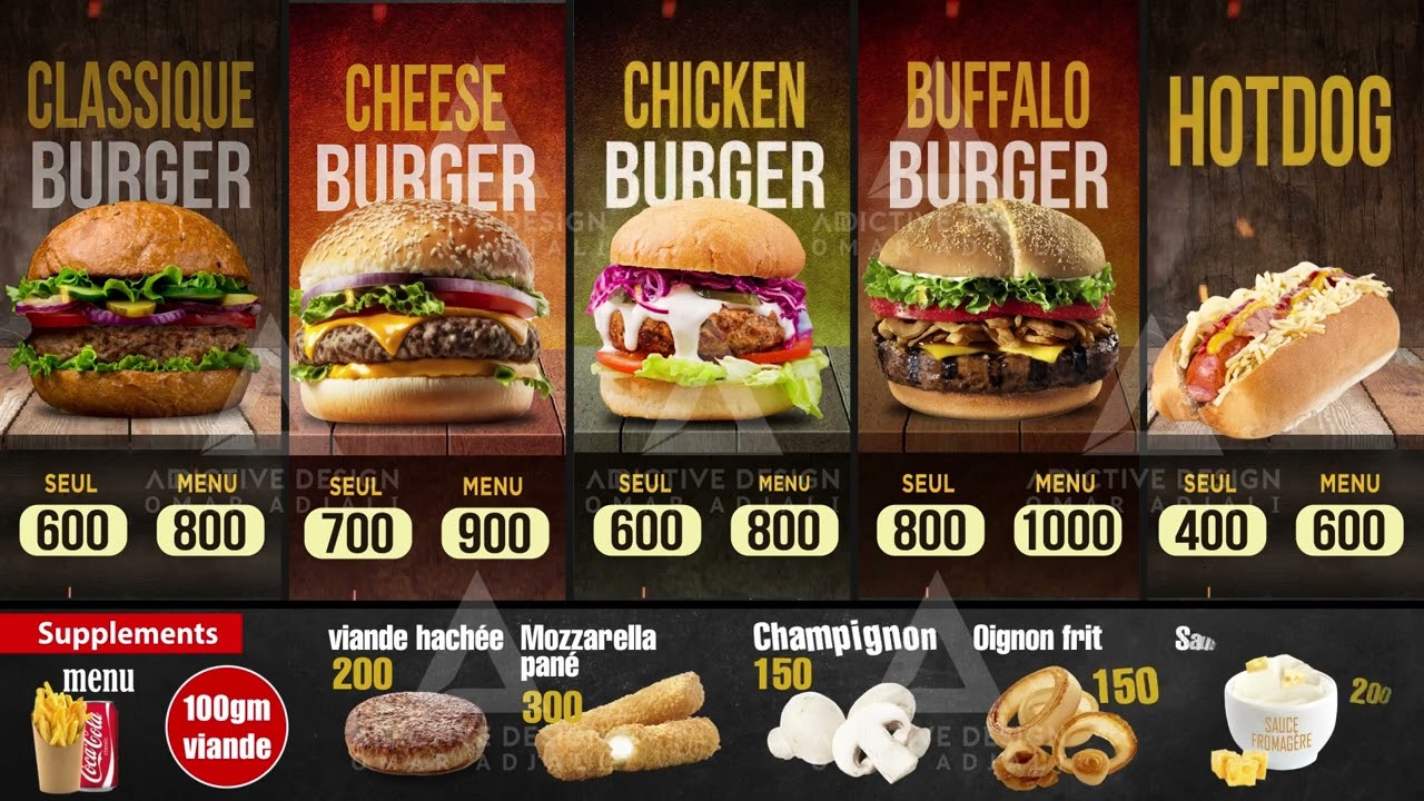 crée votre menuboard de restaurant attractifs ou animés pour mettre en valeur vos plats