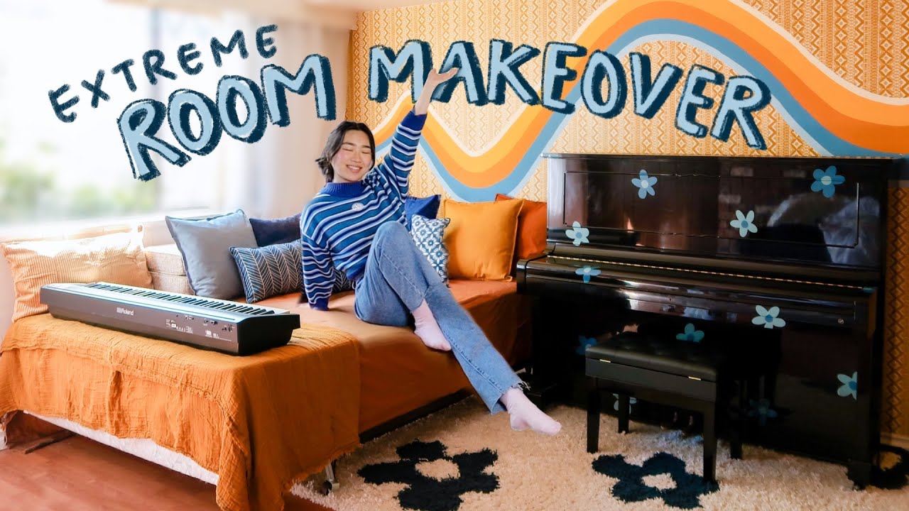 Extreme Room Makeover 🌈🌼🎹 Retro 70's Music Studio (part 1) | JENerationDIY