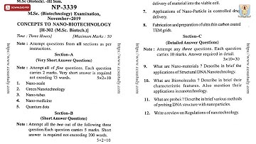 MSC 3RD SEM BT CONCEPTS TO NANO BIOTECHNOLOGY NP NOV 2019 | CCSU