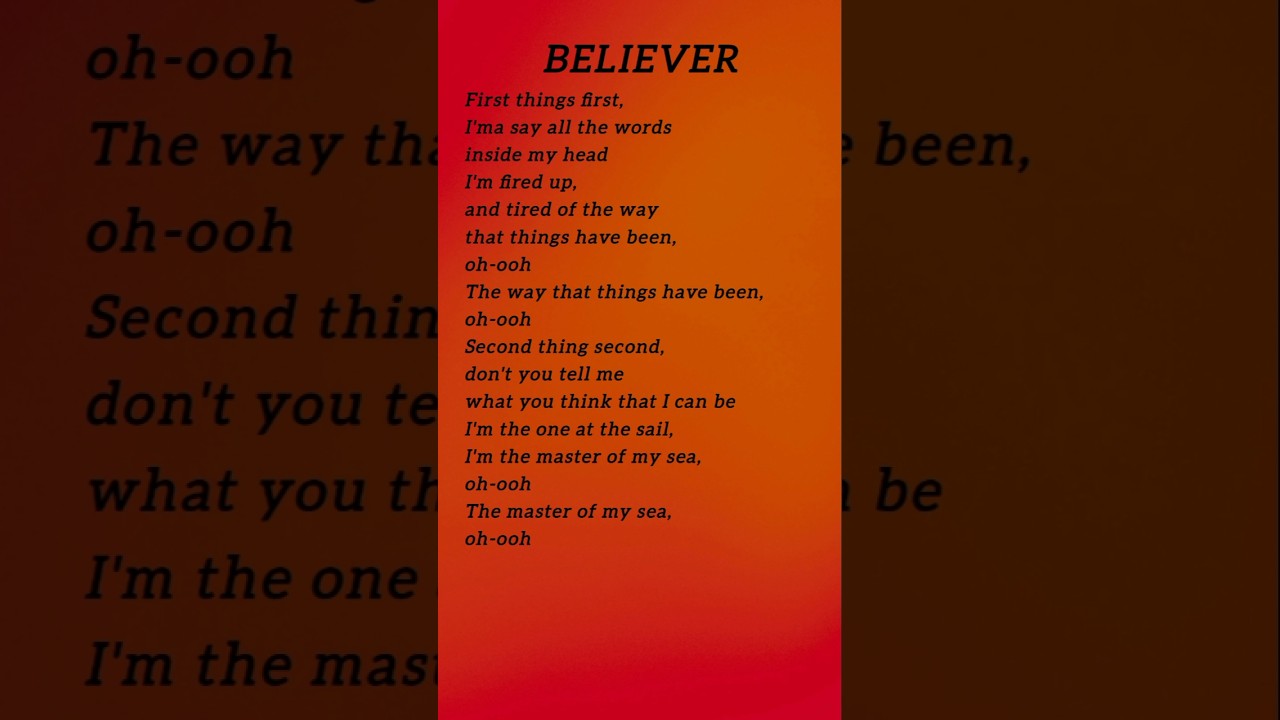 BELIEVER(lyrics) - Imagine Dragons #lyrics #song #music #shorts #fyp #imaginedragons #believer#viral