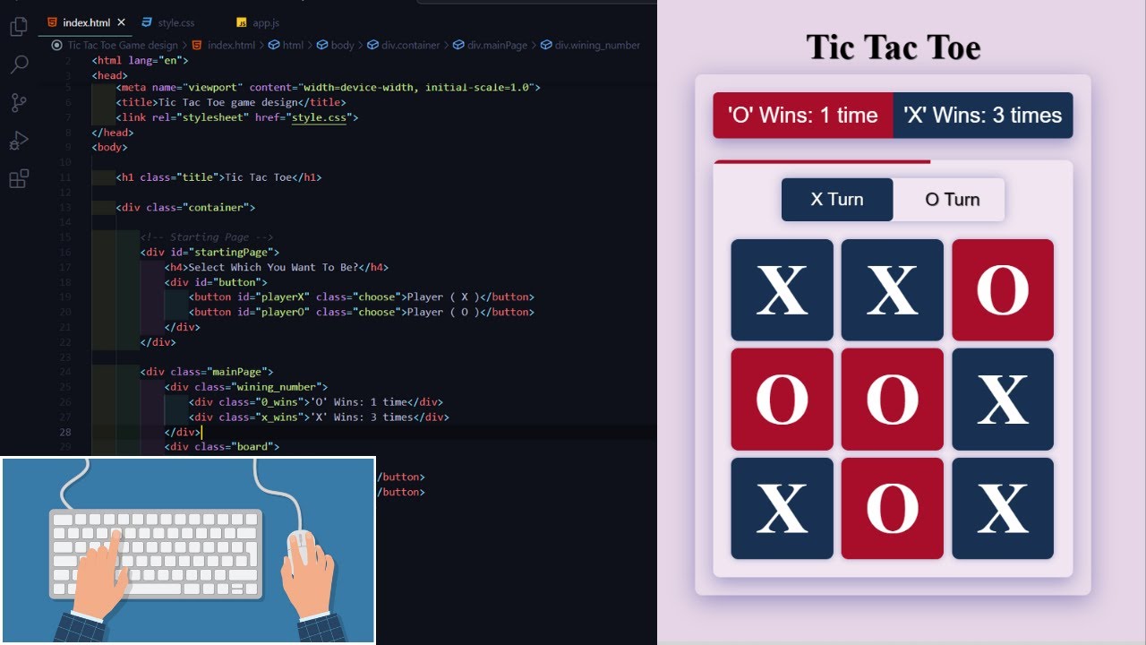 Complete Tic Tac Toe Game with Timer in HTML CSS & JavaScript | Game in ...