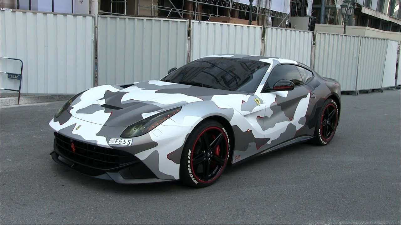 Loud camo wrapped Ferrari F12 in Monaco! 