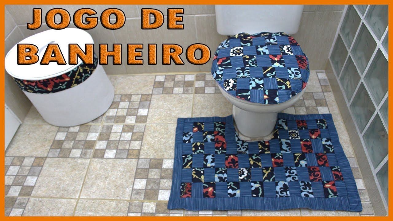 JOGO DE TAPETE  BANHEIRO EM  PATCHWORK , DIY JOGO BANHEIRO.