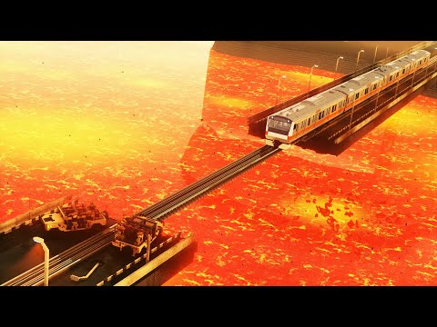 Trains vs Lava Bridge 😱 Teardown