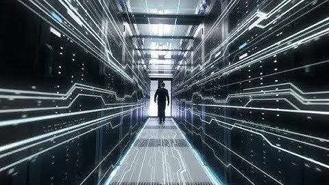 Man Walks Through Animated Futuristic Data Center | Stock Footage - Videohive