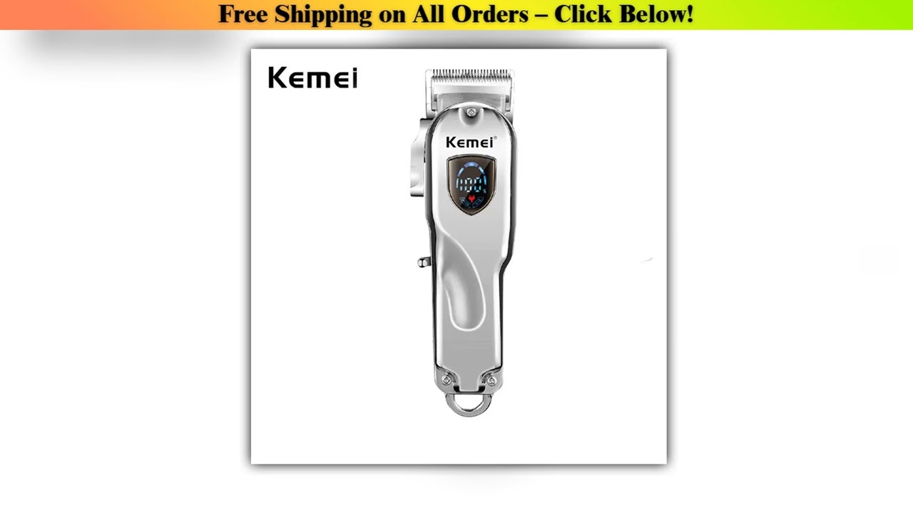 Kemei 2010 All-metal Barber Professional Hair Clipper USB Electric Cordless LCD Hair Trimmer