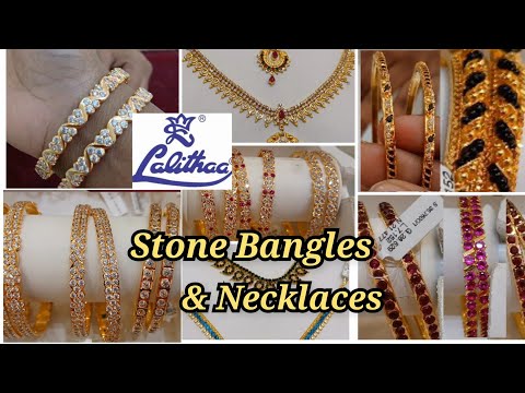 Lalitha Jewellers stone bangles designs | stone necklaces designs in lalitha jewelery |stone