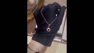 18k rose gold Heart Cut Ruby Necklace for Women