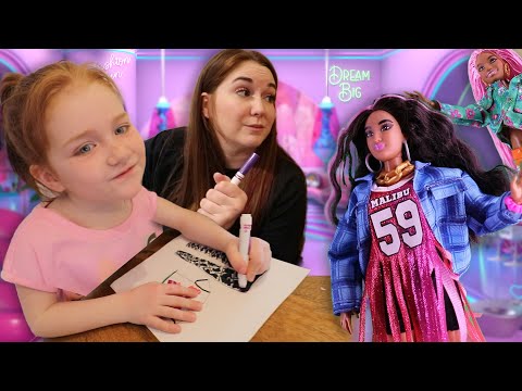 MAGiC FASHiON SHOW!!  Adley designs Barbie clothes with Mom for the new Fashion Planet runway!