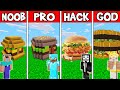 Minecraft: BURGER HOUSE BUILD CHALLENGE - NOOB vs PRO vs HACKER vs GOD in Minecraft Animation