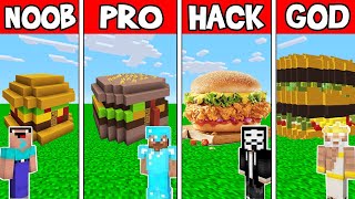 Minecraft: BURGER HOUSE BUILD CHALLENGE - NOOB vs PRO vs HACKER vs GOD in Minecraft Animation