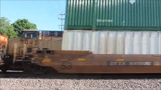 UP Intermodal Train Meets UP Empty Coal Train in Dixon IL 1080p HD
