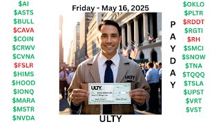 YieldMax Ultra Income ETF ULTY End of Week Trades &amp; Holdings After Close Friday May 16, 2025