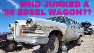 Yard Report: FALLEN Edsel wagon, Classic Fords, Plymouths, & Chevrolet trucks! Junkyard walk around!