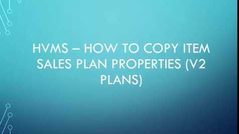 HVMS How-To Video: Inventory copying sales plan settings from one inventory item to another