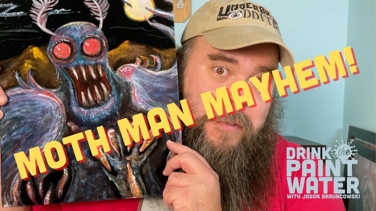 Painting Mothman on Velvet! (My first acrylic painting of 2023)