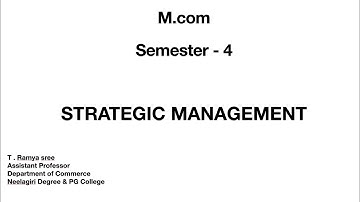 STRATEGIC MANAGEMENT | M.COM | UNIT 1 PART 1 IN TELUGU | OVERVIEW OF STRATEGIC MANAGEMENT