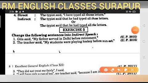 Indirect Speech Exercise from Excellent book Part 3 by Ramesh Sir