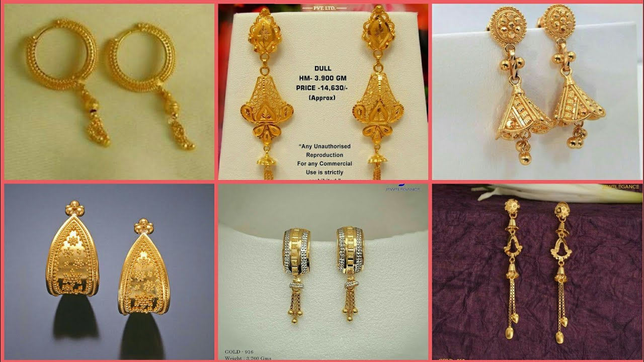 Latest light weight Gold Earrings designs/daily wear gold earrings ...