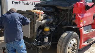 A simple hood repair on 2015 Freightliner Cascadia a P3 style hood