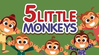 Five Little Monkeys Jumping On The Bed Nursery Rhymes Song With Lyrics Cartoon Kids Songs