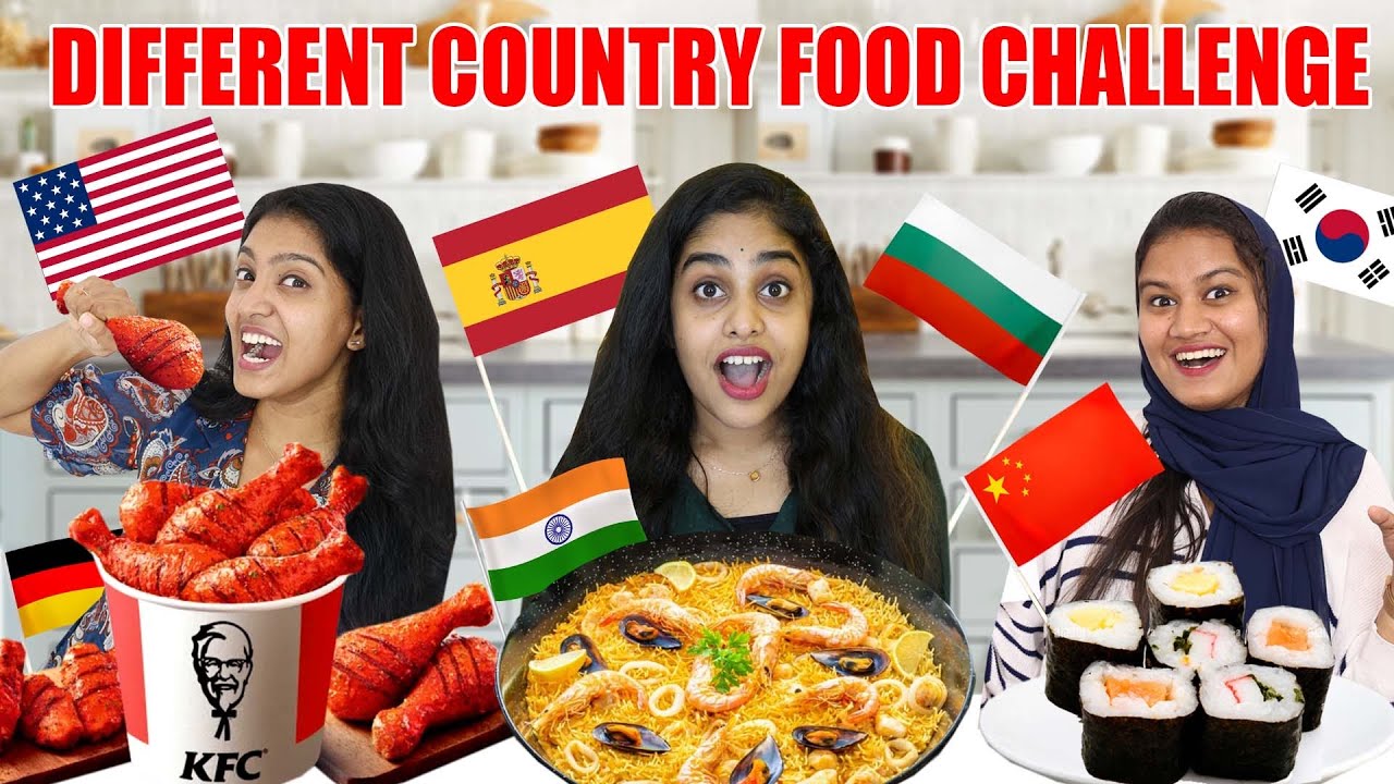 EATING DIFFERENT COUNTRY FOOD CHALLENGE 😍 | 12 രാജ്യത്തെ ഭക്ഷണം 🥶 പണി പാളി