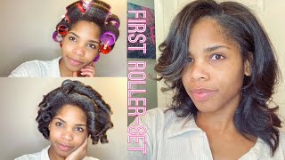 RollerSet on Natural Hair | First Time | Natural Hair Journey