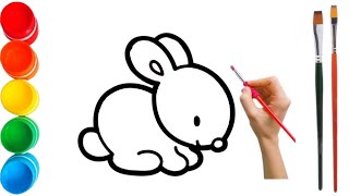 Let's learn how to draw and paint glitter rabbit || Drawing & Coloring for Toddlers & Kids